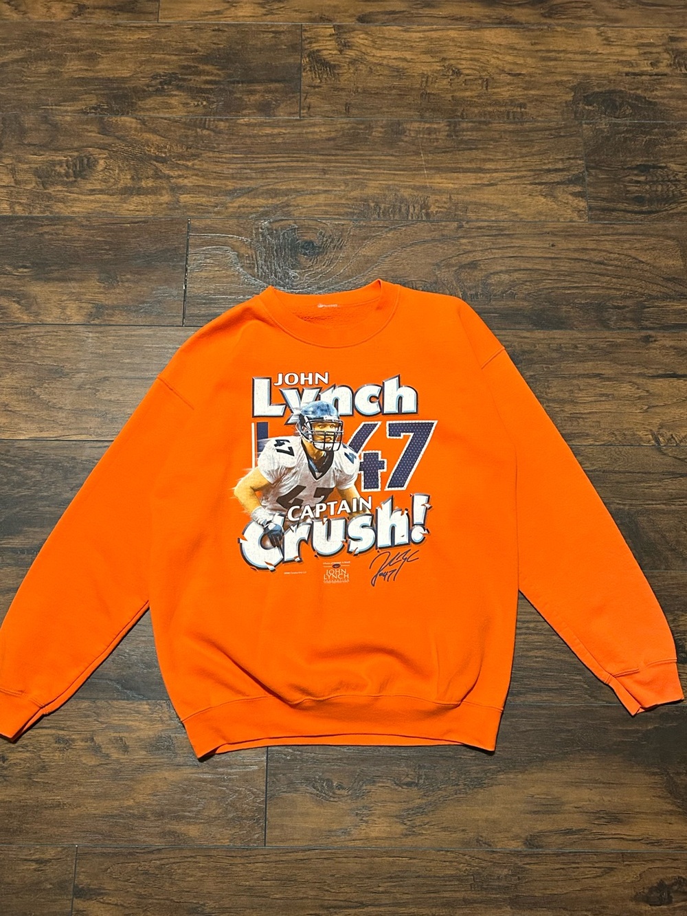 John Lynch 'Captain Crush' Orange Graphic Crewneck Sweatshirt